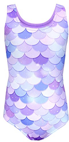 Aquarti Mädchen Badeanzug mit Ringerrücken Print, Farbe: Meerjungfrau Violett/Lila, Größe: 122