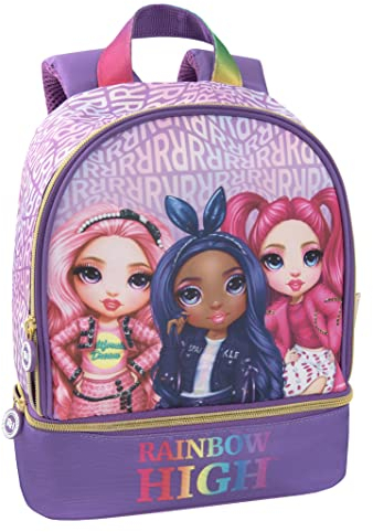 RAINBOW HIGH - Mini sac à dos scolaire et temps livre unisexe, sac à dos décontracté pour garçons et filles - 22x10x33h cm, aubergine, Taglia unica, Décontracté
