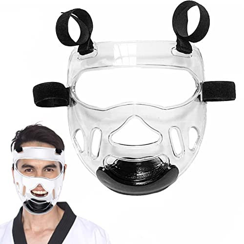 Karate-Gesichtsschutz, Transparenter Box-Gesichtsschutz mit verstellbarem Riemen, Boxausrüstung Karate Nose Sports Shield für Boxing Football Basketball