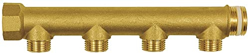 Generisch Rundverteiler Messing G 1 (IG/AG), Abgang 4 x G 1/2 (AG)