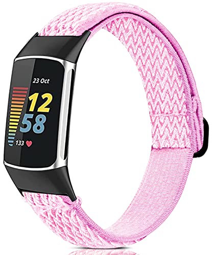 Yibcaiic Stretchy Bands Compatible with Fitbit Charge 5 Bands Women Men, Adjustable Elastic Straps Wristbands Accessories Replacement for Fitbit Charge 5
