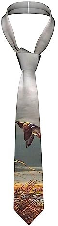 LAMAME Herren-Krawatte, Motiv: amerikanische Flagge, Sterne, Streifen, bedruckt, schmale Krawatte, Anzug, Krawatte, modische Krawatte für Hochzeit, Business, Meeting, Jagd Fliegende Wilde Enten, One