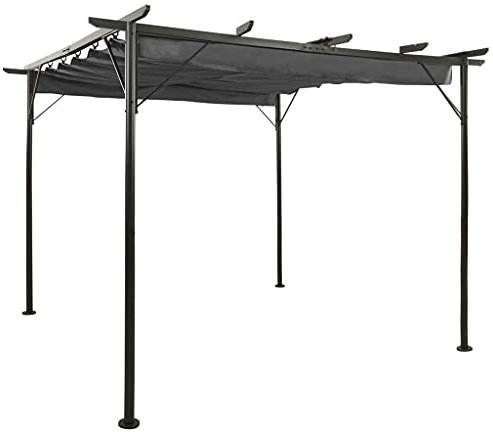 Pergola avec toit rétractable Anthracite 3x3 m Acier 180 g/m,Couleur de l'article : Anthracite