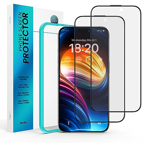 BENKS Matte Screen Protector for iPhone 15 Pro Max (2 Pack), Tempered Glass film Anti-Glare & Anti-Fingerprint, Easy Install Bubble Free, Smooth as Silk, 6.7inch
