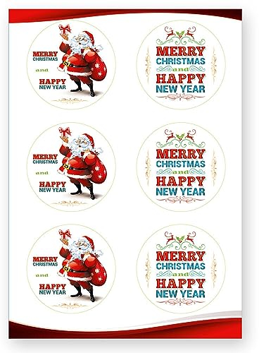 4 Bögen mit 24 Sticker POST VOM WEIHNACHTSMANN - Weihnachtsmotiv Rund Ø 4,0 cm, Besondere Anlässe Weihnachten, POST VOM WEIHNACHTSMANN