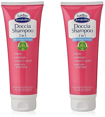 Amidomio Doccia Shampoo 2 In 1, Fucsia, 250 Millilitro (Confezione da 2)