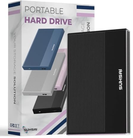 SUHSAI Disque Dur Externe 500 Go HDD de Sauvegarde de données – Extension de mémoire 2,5 Disque Dur Portable USB 3.0 Compatible avec Mac, Ordinateur de Bureau, PC, PS4, PS5, Console de Jeu (Noir)
