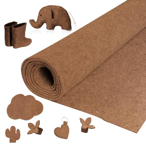 Yuragim Filzrolle Filzstoff, Filz Meterware 30cmx250cmx3mm Filz Stoff Bastelfilz Dekofilz Taschenfilz Filzmatte für DIY Aufbewahrungstasche Filzunterlage Patchwork Nähen Basteln (Braun)