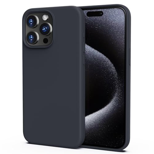TIIXXA Silicone Case for iPhone 15 Pro Max Case,Soft Ultra Slim Protective Shockproof Liquid Silicone Phone Case, Anti-Scratch Microfiber Lining, 6.7 Midnight Blue