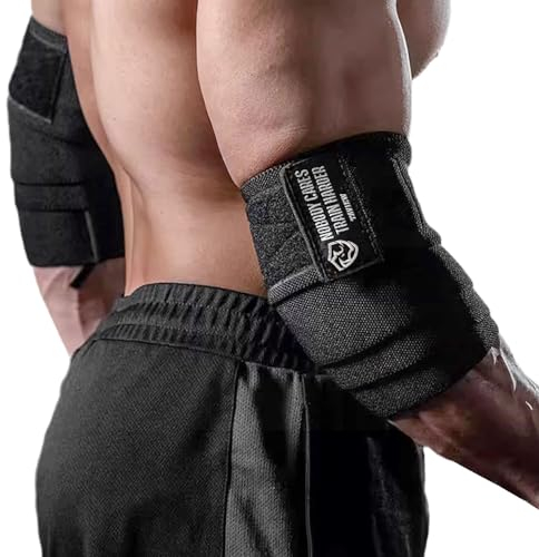 TAVIEW Coderas para Levantamiento de Pesas (1 par), Soporte elástico de Codo de 120cm y Levantamiento de Pesas de compresión, Fitness, Entrenamiento Cruzado y Entrenamiento de gimnasi