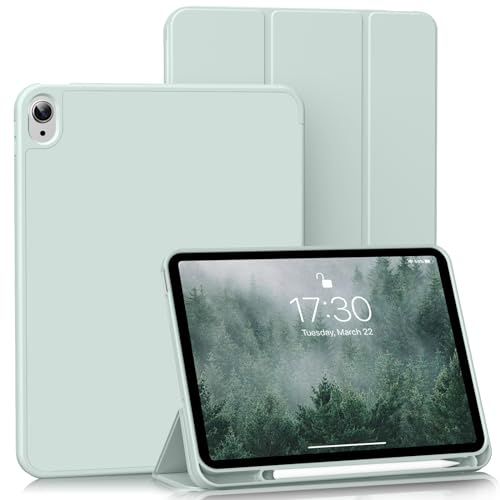 BQDIYOO Hülle für iPad (A16) 11./10. Generation 11/10.9 Zoll,Hellgrün | Weiche Silikon Schutzhülle mit Stifthalter, Auto Schlafen/Wachen,Unterstützt Touch ID,Slim Trifold Stand