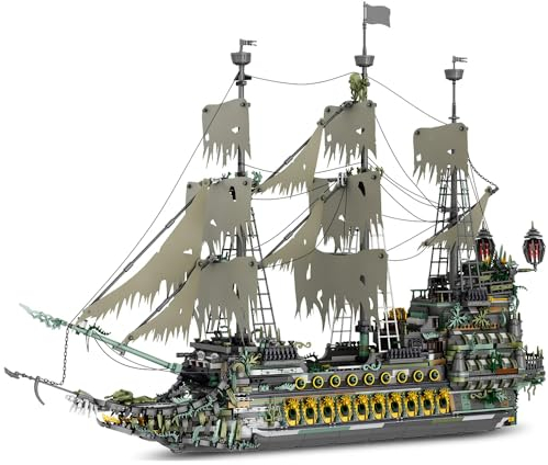 barweer Piratenschiff Technik Klemmbausteine,Groß Fliegendes holländisches Schiff Segelschiff Bausteine,Modular Buildings Weihnachten Geschenke für Erwachsene, 66037 Modell (5266 Teile)