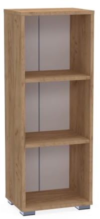Bracia Mebelek Regal Goldene Eiche 40 cm Breit - Bücherregal Holz – Büromöbel 40x30x106cm – Bücherschrank 3 Fächer – Büro Ordnerregal