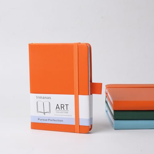 Irmanas A5 Notizbuch, Premium-Klassiker mit liniertem Papier und Stiftschlaufe, 160 Seiten, Leder-Hardcover-Journal, Business-Geschenk, Bürobedarf für Männer und Frauen (Orange).