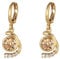 Tropfen Ohrringe Kupfer, Ohrringe Champagner mit Rundem Champagnerfarbenem Zirkonia Ohrringe Damen 25 x 10 mm