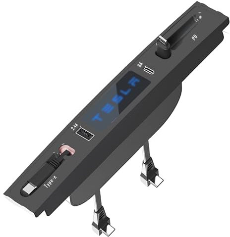 Auto USB Hub Schnellladen Model Y Model 3 Dual USB Kabel für Model Y Model 3 2021 2022 2023 Versenkbare Docking Station,Mittelkonsole Innenraum Zubehör (Passt Nicht M3 Highland)