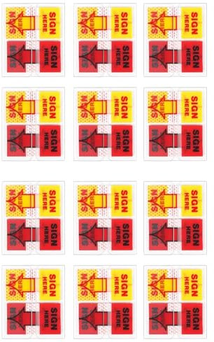 Yuelulala 1200pcs/24 Pack Sign Here Stickers, Sign Here Tab with Arrow Sign Easy to Post Sign Here Stickers for Office School Notebook Annotation Book (A30-12)