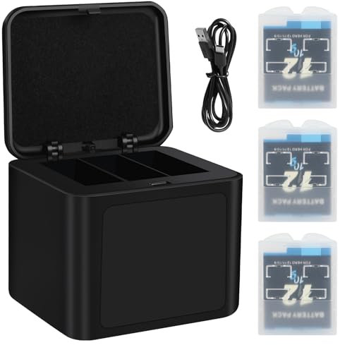 ASUNCELL 2000mAh Confezione da 3 Batterie Hero 12/11/10/9 e Caricatore USB, Batteria Ricaricabile agli ioni di litio e Caricabatterie Dual Smart LCD, compatibile con Gopro Hero 12/11/10/9