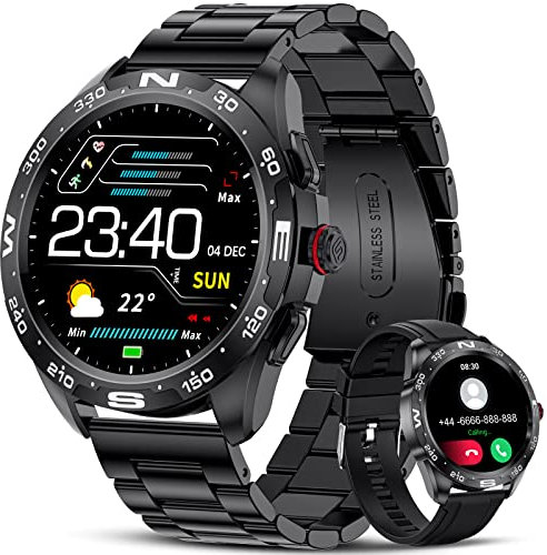2025 Smart Watch for Men Bluetooth Dail Answer Calls 1.32 Touch Screen Fitness Tracker Heart Rate Sleep Monitor IP67 Waterproof Sports Steel Outdoor Tactical Smartwatch for Android iPhone BW0327A