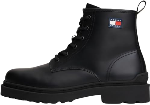 Tommy Jeans Uomo Stivali Mezza Gamba Lace Up Rubberized in Pelle
