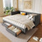 YuQozii Daybett, Tagesbett, 90 x 200cm, Sofabett mit quadratischer Rückenlehne, ausziehbares Bett (ausziehbar auf 180 Queensize), 2 Schubladen, ohne Matratze (Grau)
