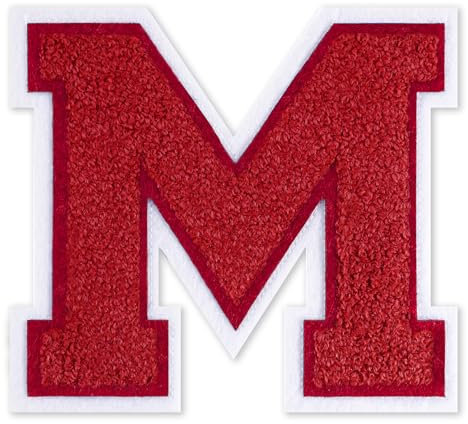 QianSiLi 4.5 Inch Chenille Iron On Letters for Clothes Varsity Letter Patches Embroidered Patch Iron On Patches for Clothing Varsity Jacket Hoodie (Red,M)