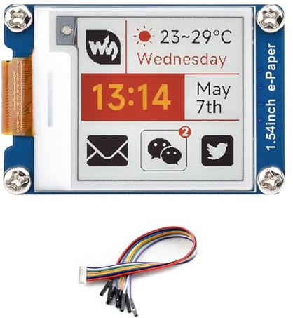 1.54inch e-Paper Display (G) - 200x200 Red/Yellow/Black/White e-Ink Screen with SPI Interface, Ultra-Low Power Consumption, Wide Viewing Angle for Raspberry Pi, Arduino, Jetson Nano