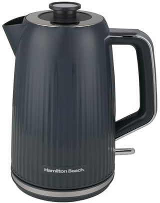 Hamilton Beach Electric Kettle, Miami, 1.7L, Boil Dry Protection, Auto Shut Off, Detachable Limescale Filter, 360° Swivel Base, Water Level Window, Charcoal Grey - HB3023CH