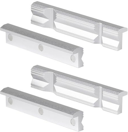 SWAWIS 150mm Schraubstock Schutzbacken, 1 Pair Schonbacken aus Aluminium, Spannbacken mit Magnetenl und Prismen, Ersatzbacken für Schraubstock Klemmbar