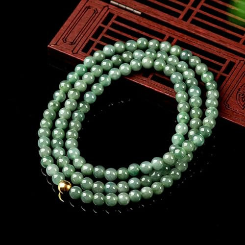 Natürliche Jade-Jadeit-Kette der Güteklasse A für Damen, 5,5 mm, grüne Perlenkette