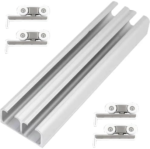 HDYZJQ Rail Porte coulissante Rail Supérieur De Remplacement pour Porte Coulissante, Rail À Double Dérivation en Aluminium pour Porte Coulissante De Placard Ou De Grange(L 118in/300cm)