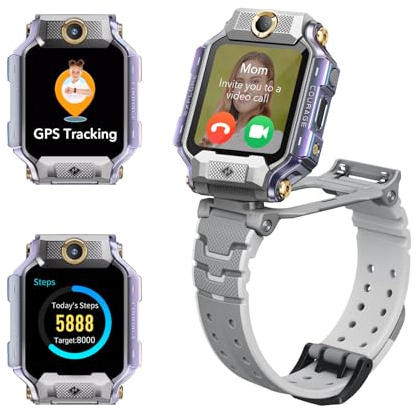 imoo X10 Kids Smart Watch with Dual Camera Video Call, GPS Watch Kids Grey | 5+8MP Detachble Dual Camera,Anti-Shake,1+32GB,IP68 Swimming Waterproof,1.6,10 Sports Tracking,SOS,14-Day Track,1-2 Days Use