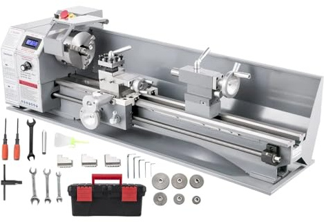 Mini Metal Lathe Machine Variable Speed Precision Bench Digital Display for DIY Metalworking Threading Small and Portable