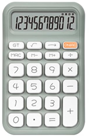 Taschenrechner, ABS Simple Basic Office 12-stelliger tragbarer Desktop-Rechner mit großem LCD-Display für das Büro (Grün)