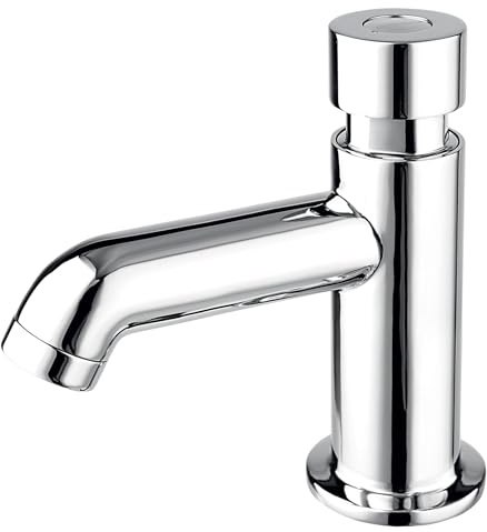 Selbstschlussarmatur Kaltwasser Druckknopf Wasserhahn | Waschtischarmatur Zeitgesteuert 10–20 s einstellbar, Wassersparend, Selbstschließend