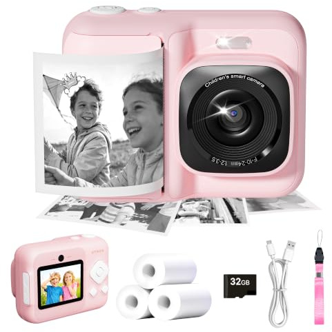 ETIKEZ Appareil Photo Pour Enfants - Appareil Photo instantané,Rosa | Appareil photo instantané 1080P pour enfants de 4 5 6 7 8 9 10 ans pour filles et garçons, jouet portable