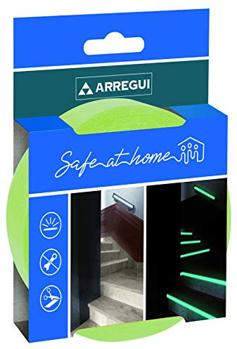 Arregui A-1050060 Luminosa, Cinta Fluorescente Adhesiva, Glow in The Dark, Etiqueta de Seguridad, Luminiscente, Luz Verde, 5m x 20mm