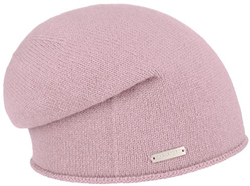 Seeberger Kaschmir Beanie mit Rollrand Kaschmirmütze Strickmütze Wintermütze Mütze Strickmütze Long Beanie (One Size - rosa)