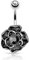 beyoutifulthings Bauch-nabelpiercing Schwarze Rose 1,6mm 10mm Nabel-Piercing Edelstahl Chirurgenstahl Bananabell Zirkonia Schwarz Clear