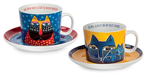 Egan - Set di 2 Tazze da Cappuccino L.Burch Blu/Giallo, Misura Piccola