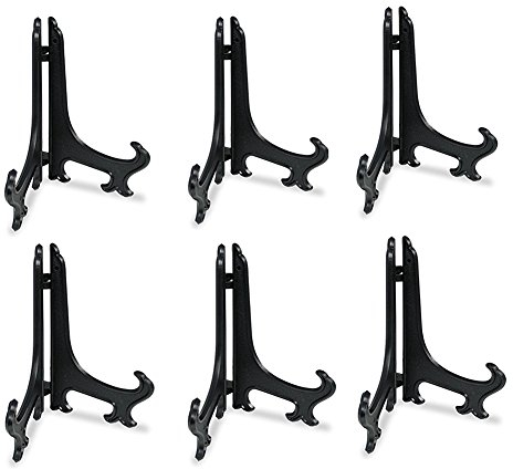Tincogo 10 Black 6pcs/set Plastic Easels Plate Display Stands Picture Frame Stand Holder