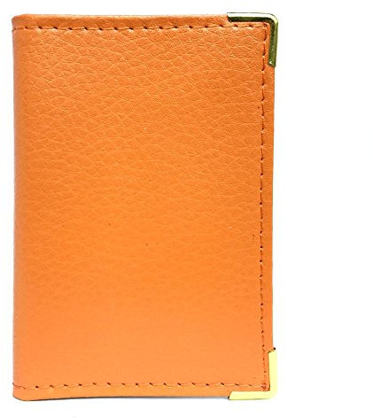 LOLUNA® Porte-Carte Simple 1 à 2 Carte Compact en Cuir Existe en Plusieur Couleur pour Homme et Femme (Orange)