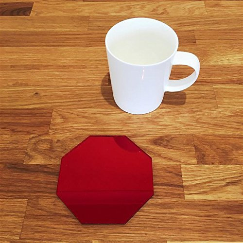Octogonale en Forme de Ensemble de dessous de Verre par Super Cool Creations - miroir rouge, Set of 8