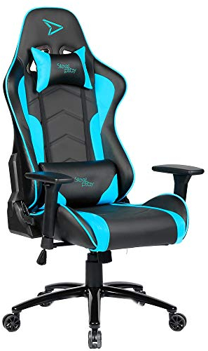 Steelplay - Gaming Chair, Ergonomischer Bürostuhl mit verstellbarer Rückenlehne, Armlehnen und verstellbarer Kopfstütze, Lendenkissen - Blau