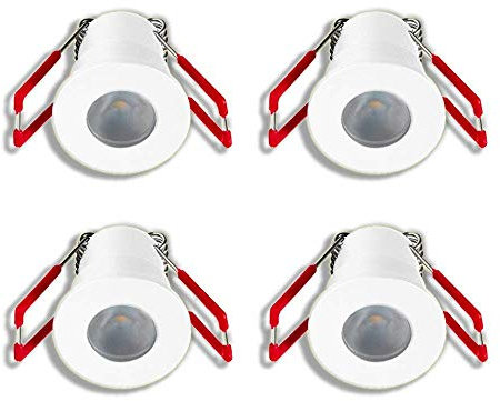 3W LED Mini Einbaustrahler, IP65 Wassergeschützt, 3000K Warmweiß, Dimmbar, Funk-Netzteil, Innen- und Außenbeleuchtung ideal für Terrassenüberdachung, Badezimmer, etc (Weiss, 4x Minispot)