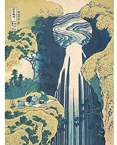 Artery8 Hokusai Amida Falls Kisokaido Road Japanese Waterfall Painting Art Print Canvas Premium Wall Decor Poster Mural japanisch Wasser Malerei Wand Deko