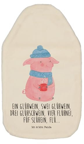 Mr. & Mrs. Panda Wärmflasche Schweinchen Glühwein - Geschenk, Advent, Betrunken, Weihnachten, Weihnachtsdeko, Kleine Wärmflasche, Wärmflaschenbezug,