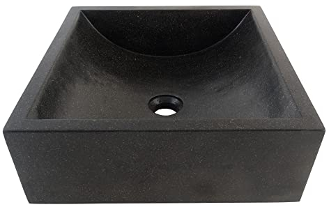 Terrazzo Waschbecken 40 cm eckig in schwarz von WOHNFREUDEN