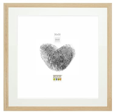 Deknudt Frames Bilderrahmen mit Passepartout - Natur Holzfarbe - S66KH1 P1 30x30cm für Bild 20x20cm - Bilderrahmen Holz MDF - Bilder aufhängen oder ausstellen
