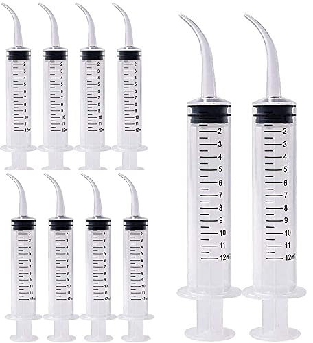 Gebildet 10pcs 12ml Siringa Monouso per Irrigazione Dental con Punta Curva per La Cura dei Denti, Laboratorio, Cura Degli Animali Domestici